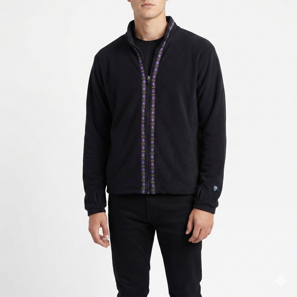 Kuhl Black Zip-Up Sweater with Purple Trim